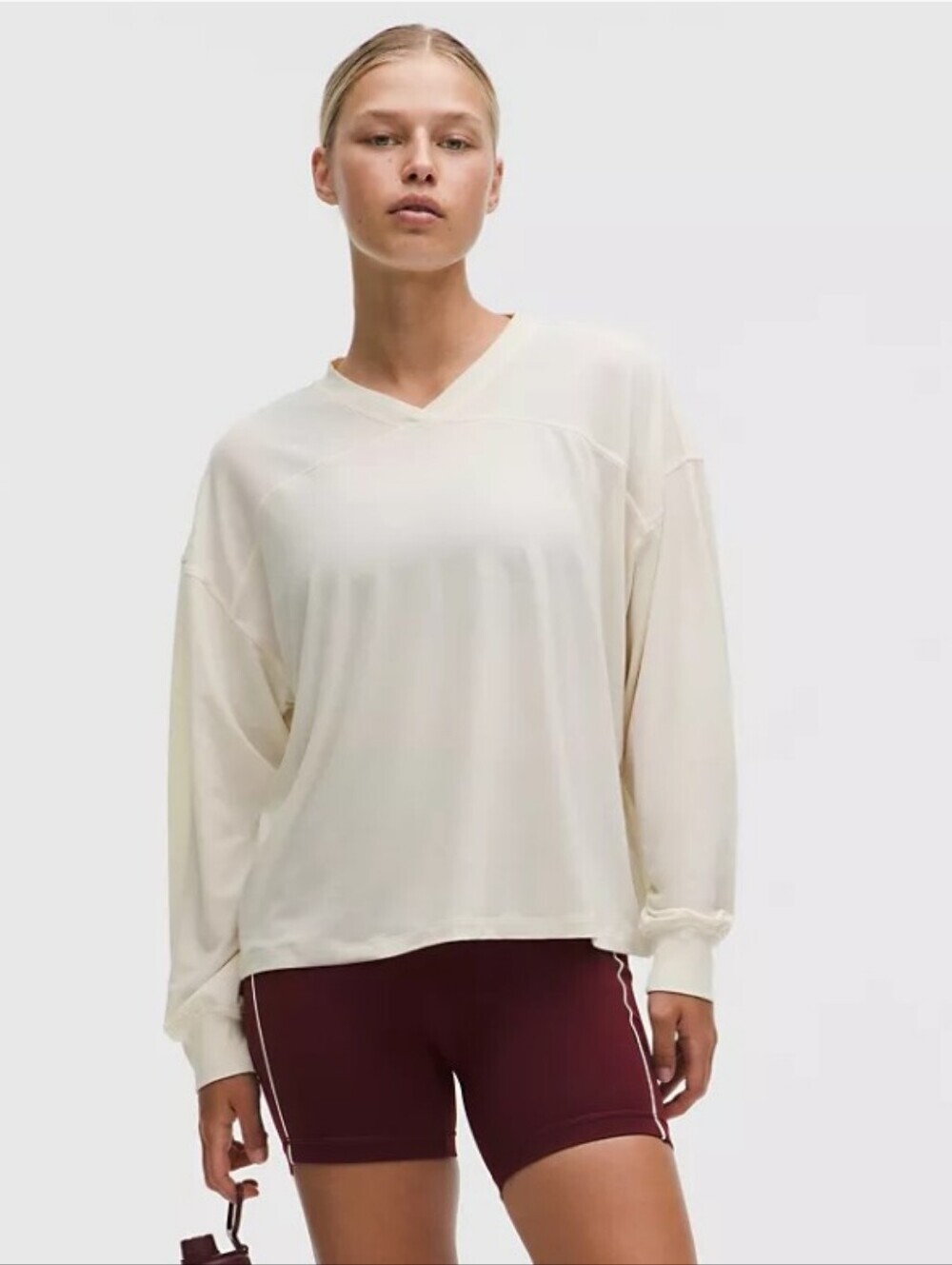 NWOT Lululemon Jersey Training VNeck Long Sleeve Shirt. Light Ivory Oversized XS